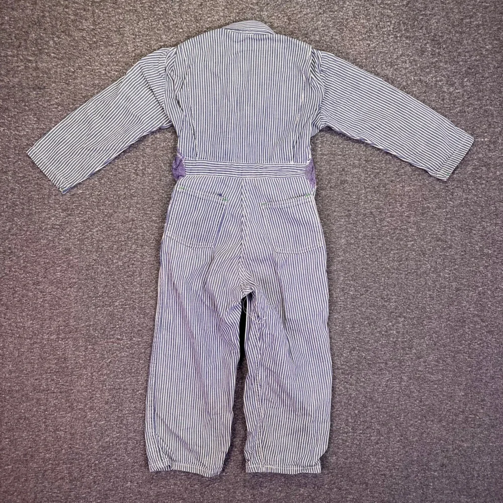 OshKosh B'gosh Coveralls Kids 4T Blue Hickory Stripe Vintage Train Conductor